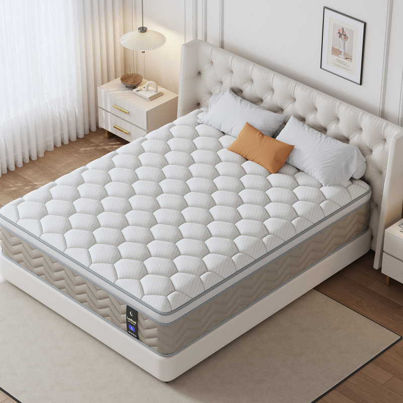 Matelas hybride rafraîchissant 12 po - Mousse à mémoire de forme et ressorts ensachés, respirant, isolant, certifié Certipur-US