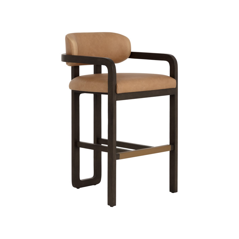 Madrone Upholstered Stool with Solid Wood Frame, Bar Stool (30.25" Seat Height)
