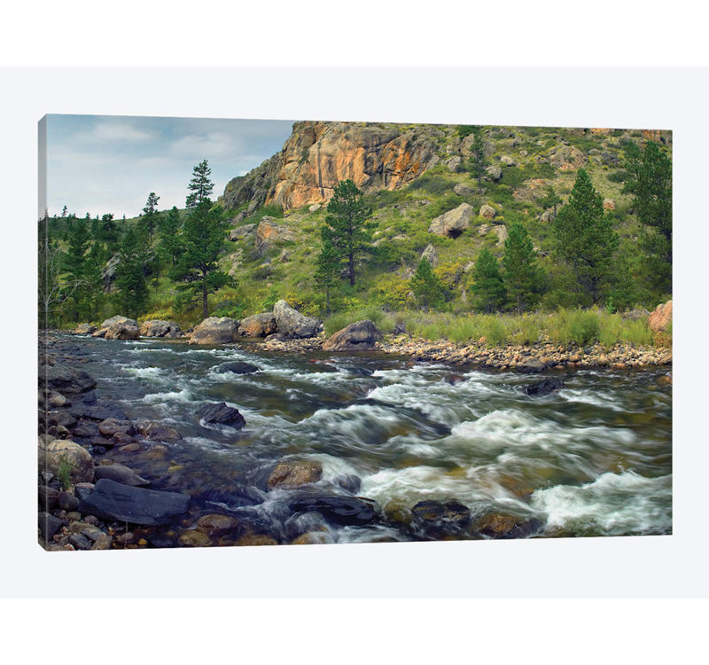 Rapids with Cliff Above Cache La Poudre River, Colorado - impression sur toile, H 12 po x L 18 po x P 1,5 po