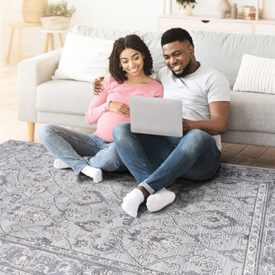 Tapis teinté 5X7 / gris pour la chambre à coucher, la salle à manger, le bureau, la maison