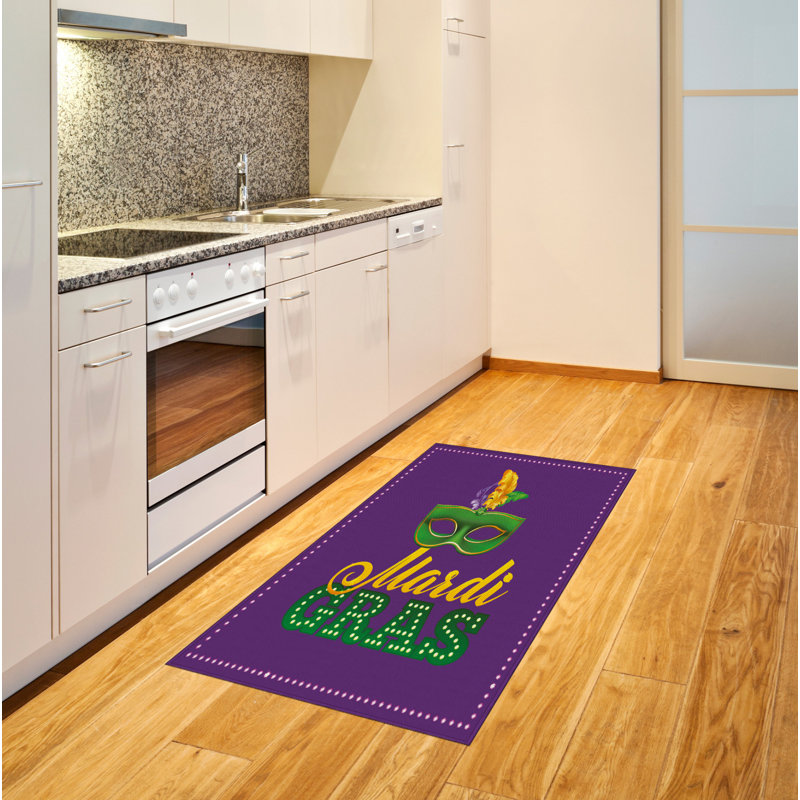Tapis décoratif en fibres de polyester à haute densité Mardi Gras, Rectangle 2 pi 7 po x 5 pi