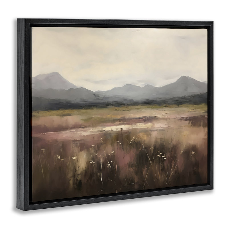 Cadre flottant Flower Field Mountain, design Creative Studio, Cadre flottant noir de jais, H 17 po x l 21 po