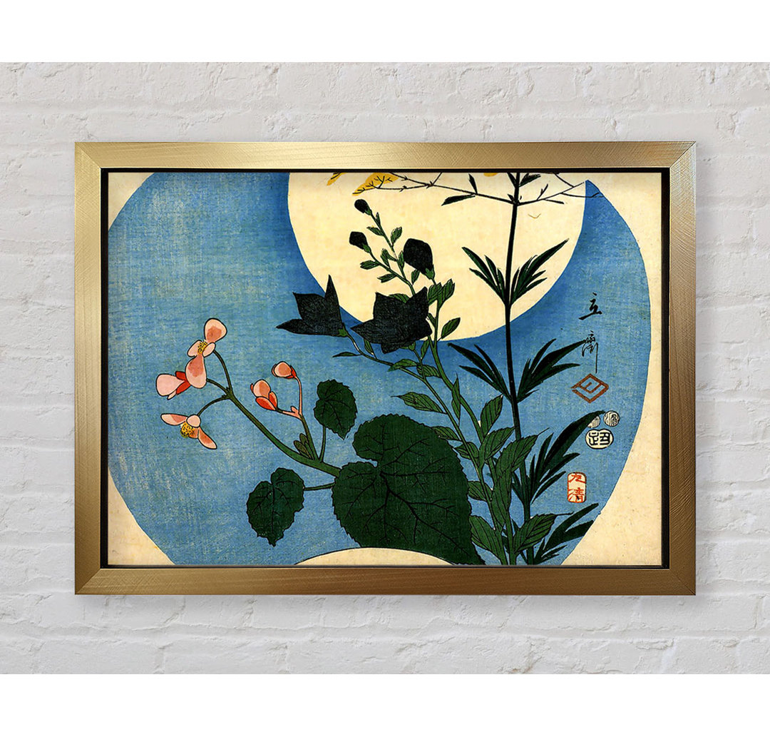 Hiroshige Herbstblumen mit Vollmond von Hiroshige - Einzelne Bilderrahmen Kunstdrucke