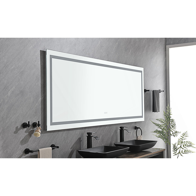 Miroir de salle de bain 72 "x 30" à DEL avec façade et rétroéclairage