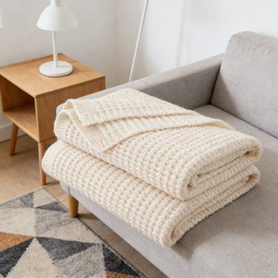Chunky Cable Knit Throw Blanket For Couch, Soft Reversible Fisherman's Rib Stitch Pattern, Cozy Warm Decorative Blanket For Living Room, Bed, And Gifting