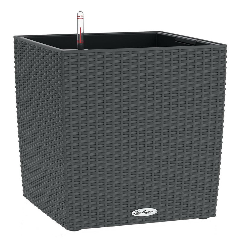 Moneak Self-Watering Plastic Planter Box, 40cm H x 40cm W x 40cm D, Granite