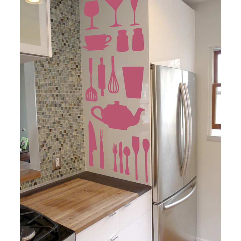 Décalcomanie murale de cuisine, H 51 po x l 40 po x P 0,01 po, Rouge à lèvres