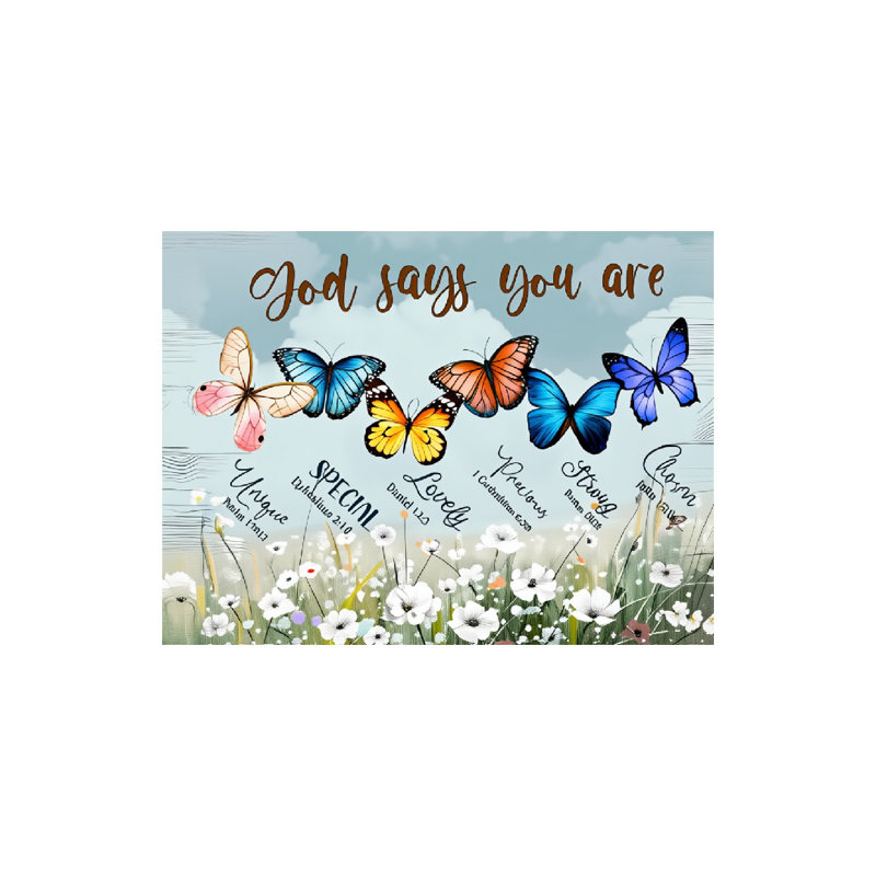 «God Says You Are», art mural sur toile, cadre en bois à l'arrière, 36 po x 24 po