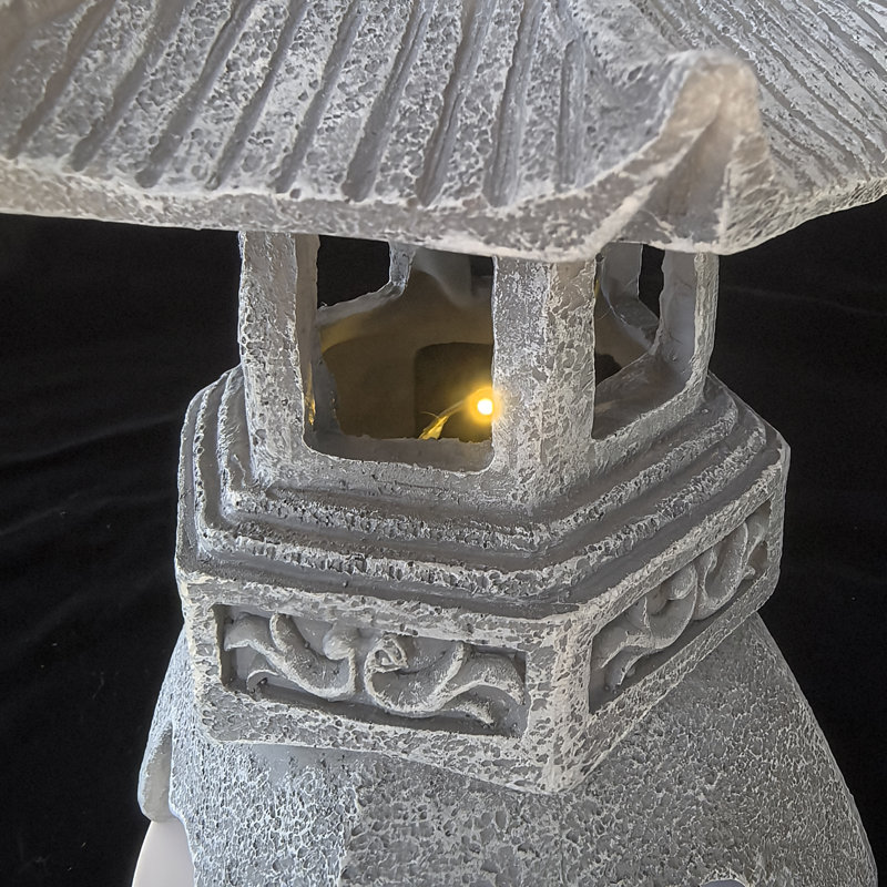 Zen Garden Lamp Statue, 11" H x 8" W x 8" D