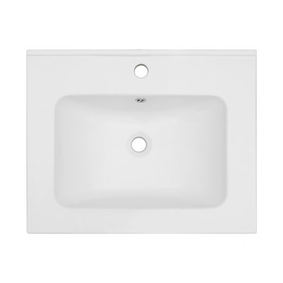 Comptoir de meuble-lavabo simple blanc 24 po x 19,7 po avec 1 trou de robinet et trop-plein (lavabo seulement) (n'inclut que le lavabo de salle de bain)