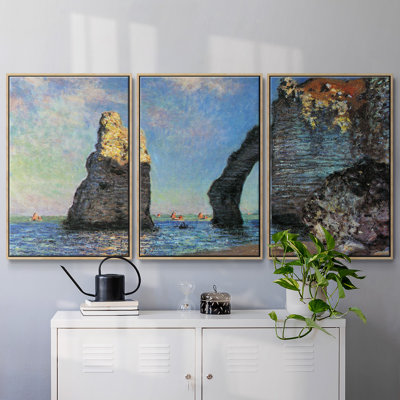 «The Rocky Cliff Of Étretat», reproduction d'art encadrée sur toile par Claude Monet