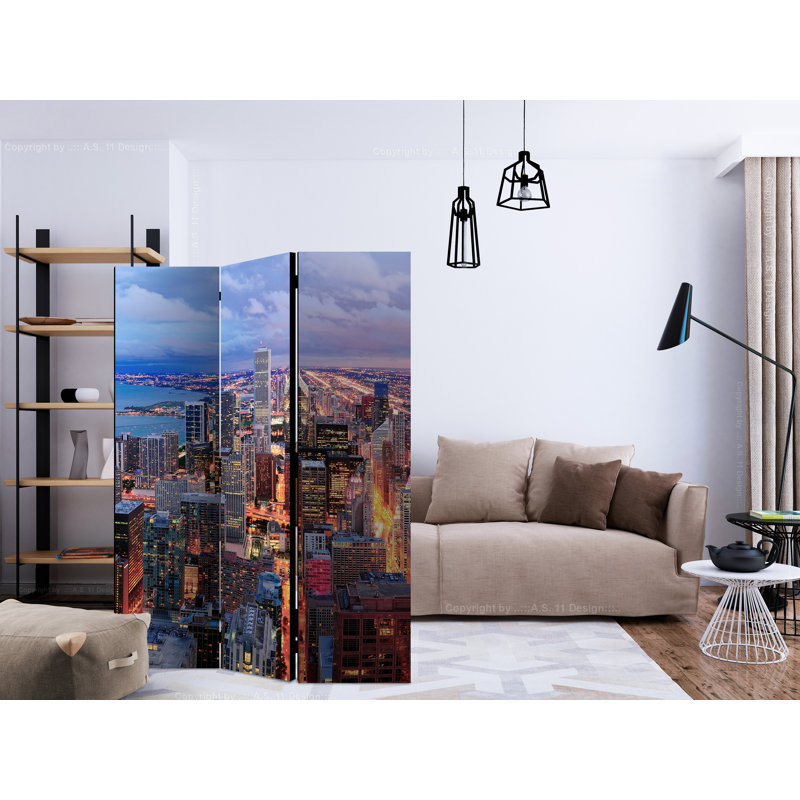 Gordean 135cm W x 172cm H 3 - Panel Solid Wood Folding Room Divider