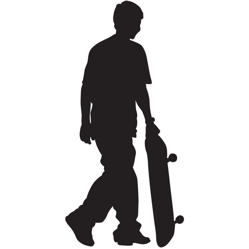 Adhésif décoratif planche à roulettes Silhouette, H 48 po x l 23 po