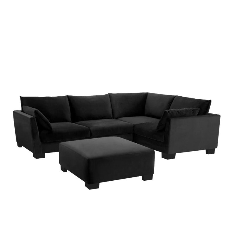 Cenko 5 Seater Sofa, Black Velvet