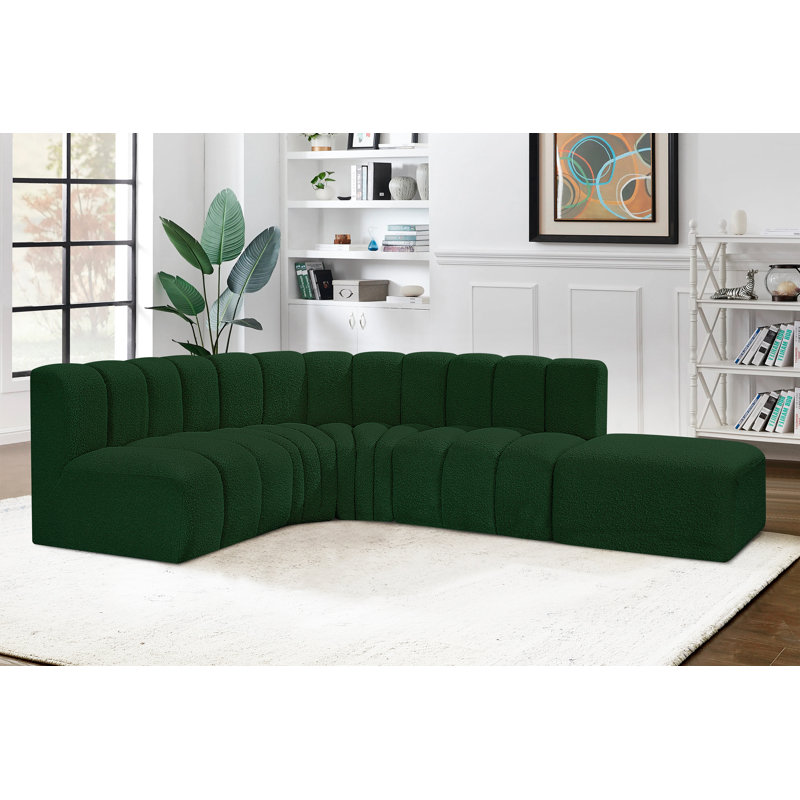 Canapé et méridienne rembourrés Isleen, Tissu bouclé vert