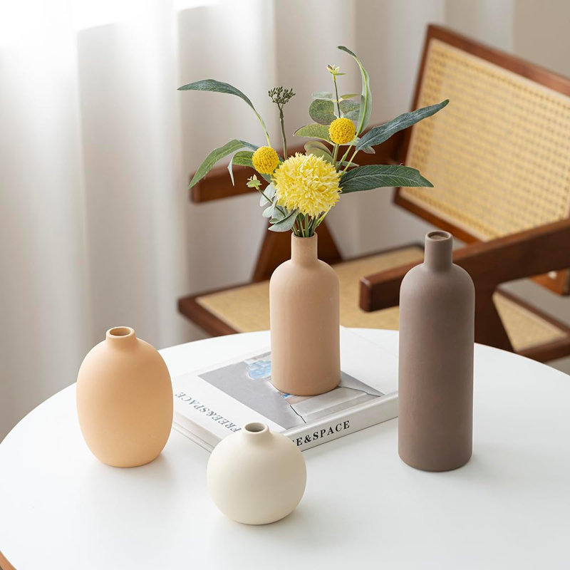 Ensemble de vases modernes en céramique, couleurs neutres, (ensemble de mélange à café 4)