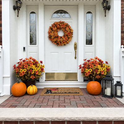 Lot de 2 couronnes d'érable de 50 cm pour porte d'entrée - Couronne d'érable artificielle d'automne pour porche, fenêtre, maison de campagne, maison, fêtes, décorations d'automne suspendues
