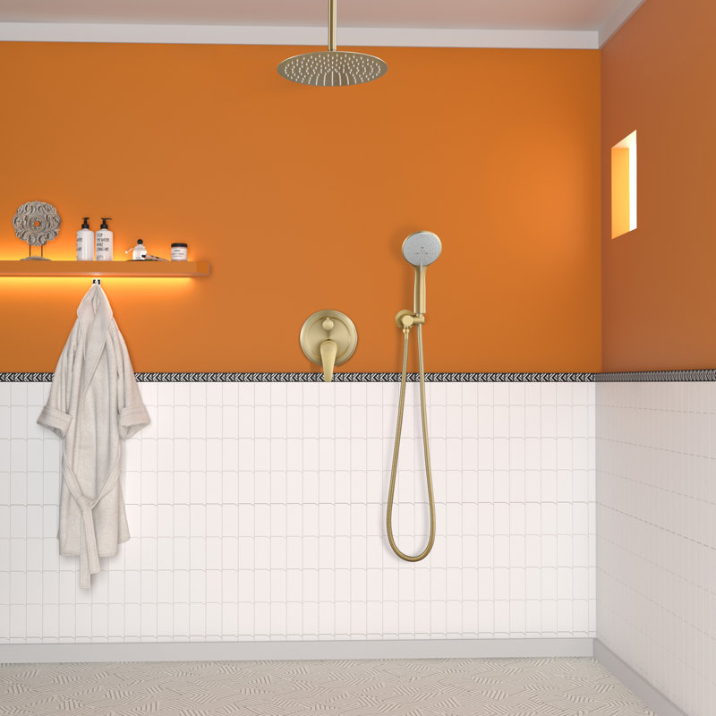 Système de douche complet avec valve brute, Or brossé