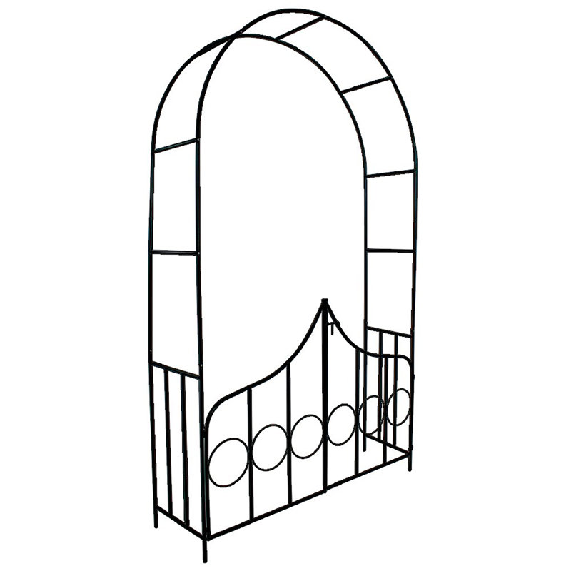 140cm W x 40cm D Metal Arbour with Gate in Green