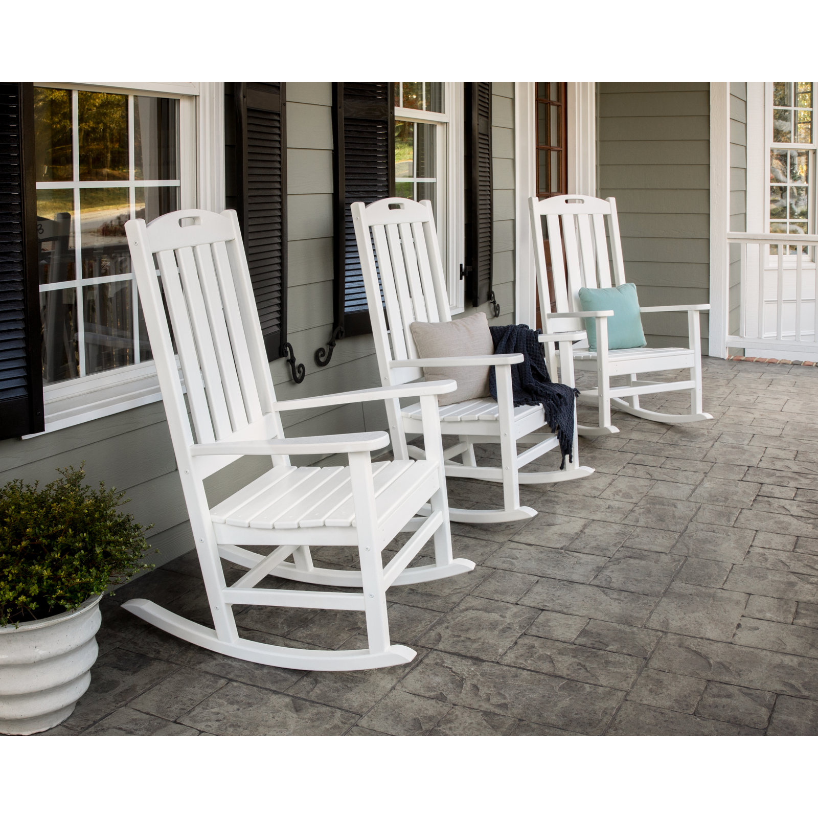 POLYWOOD Nautical Porch Rocking Chair, White