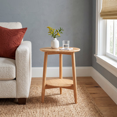 Baseeth Double-Tiered Solid Wood Minimalist Side & Tea Table
