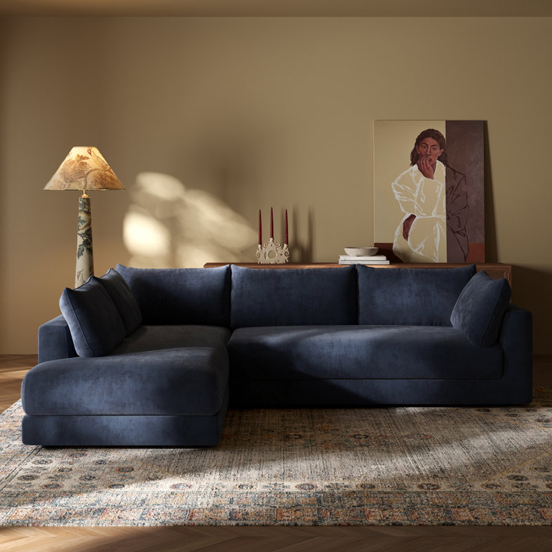 Canapé modulaire en velours chenille 122 po Marcel Mystic, Orienté à gauche (vu de face)