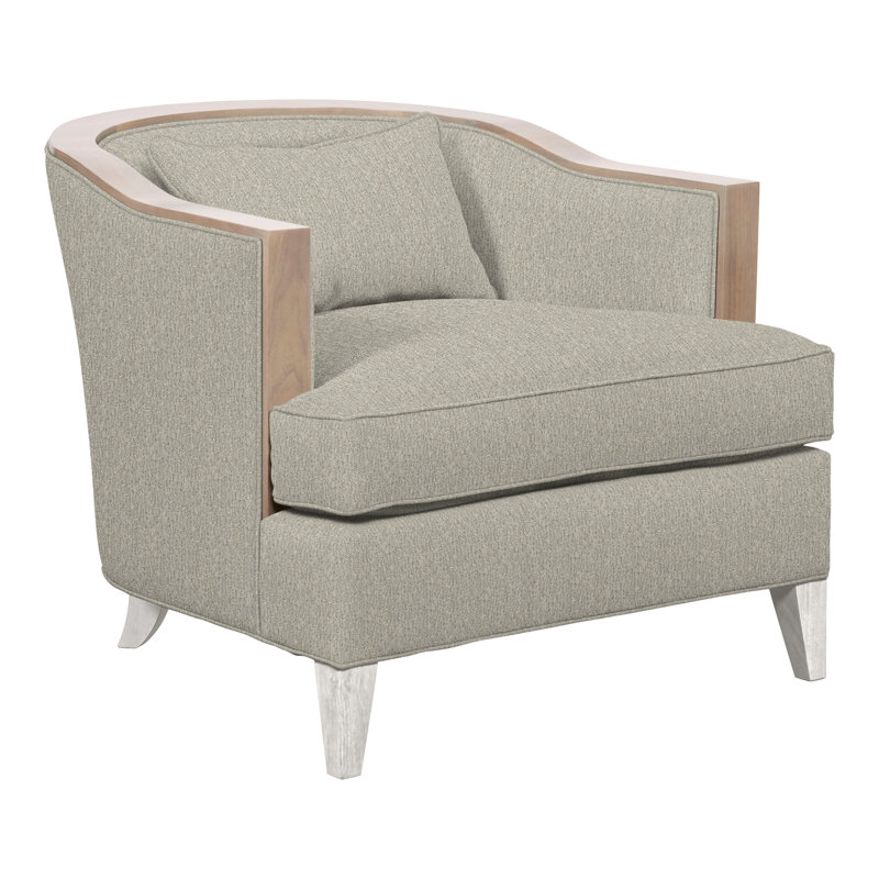 Thom Filicia Home 32.5" Wide Barrel Chair, Casa Blanca, Ian Smoke Polyester