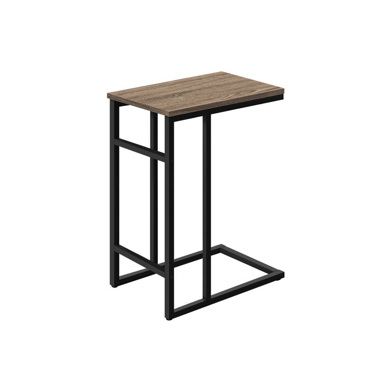 Transitional Dark Taupe and Black C-Shape Metal Accent Table