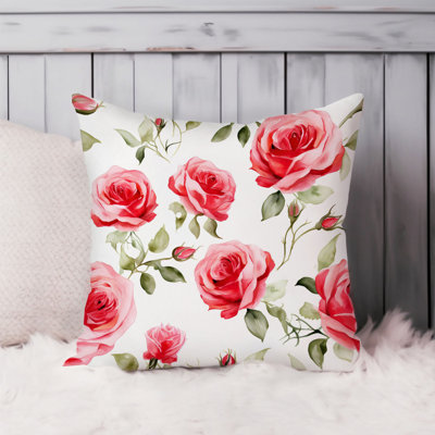 Floral Shabby Elegance Roses Pattern IX Cottage Throw Pillow Cover