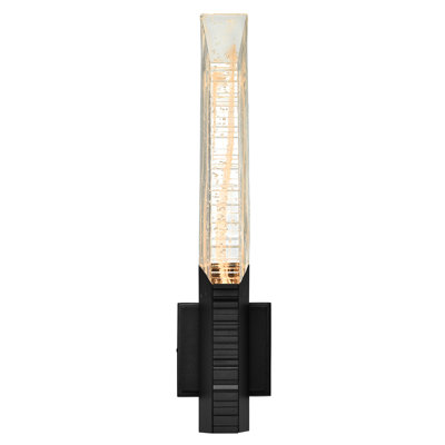Petra Integrated LED 22in Sand Black Indoor-Outdoor Wall Light with Handcrafted Glass