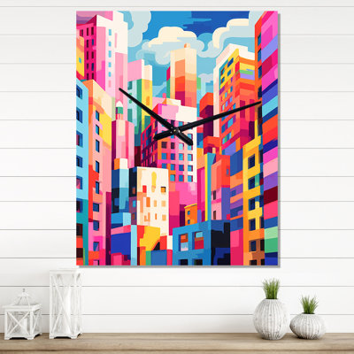 Horloge murale moderne colorée City Popart II - Cityscapes