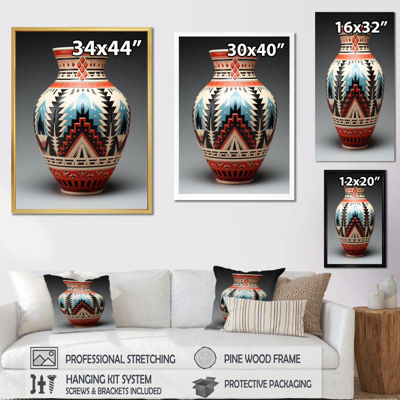 «Native Pueblo Pottery II», reproduction sur toile, Toile tendue, H 44 po x l 34 po x P 1,5 po