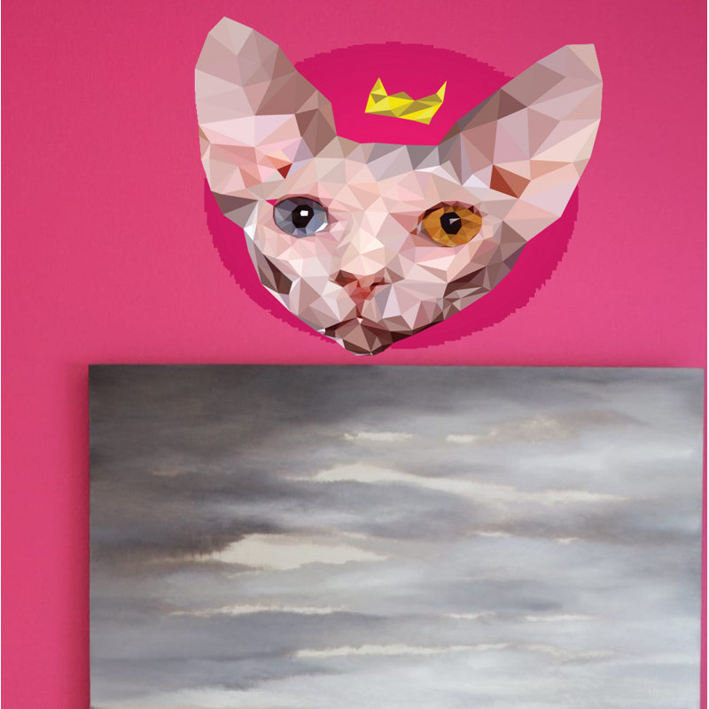 Décalcomanie murale polygonal Sphinx chat, H 20 po x l 22 po