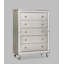Ensemble de chambre à coucher tapissier à panneau à DEL Bernette 6 pièces avec grand lit Bernette Champagne: lit, commode, miroir, 2 tables de chevet, commode