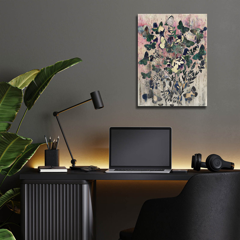 Art mural en verre épique «Celestial Butterflies 1» par Lori Arbel, 12 po x 16 po