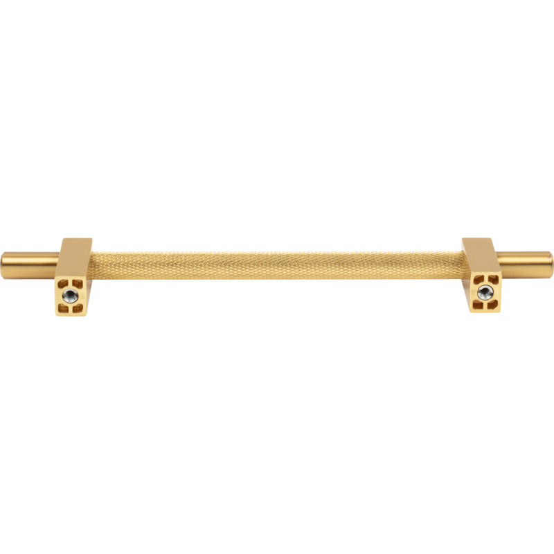 Larkin 3 Knurled Center Bar Pull, 3 3/4", Brushed Gold
