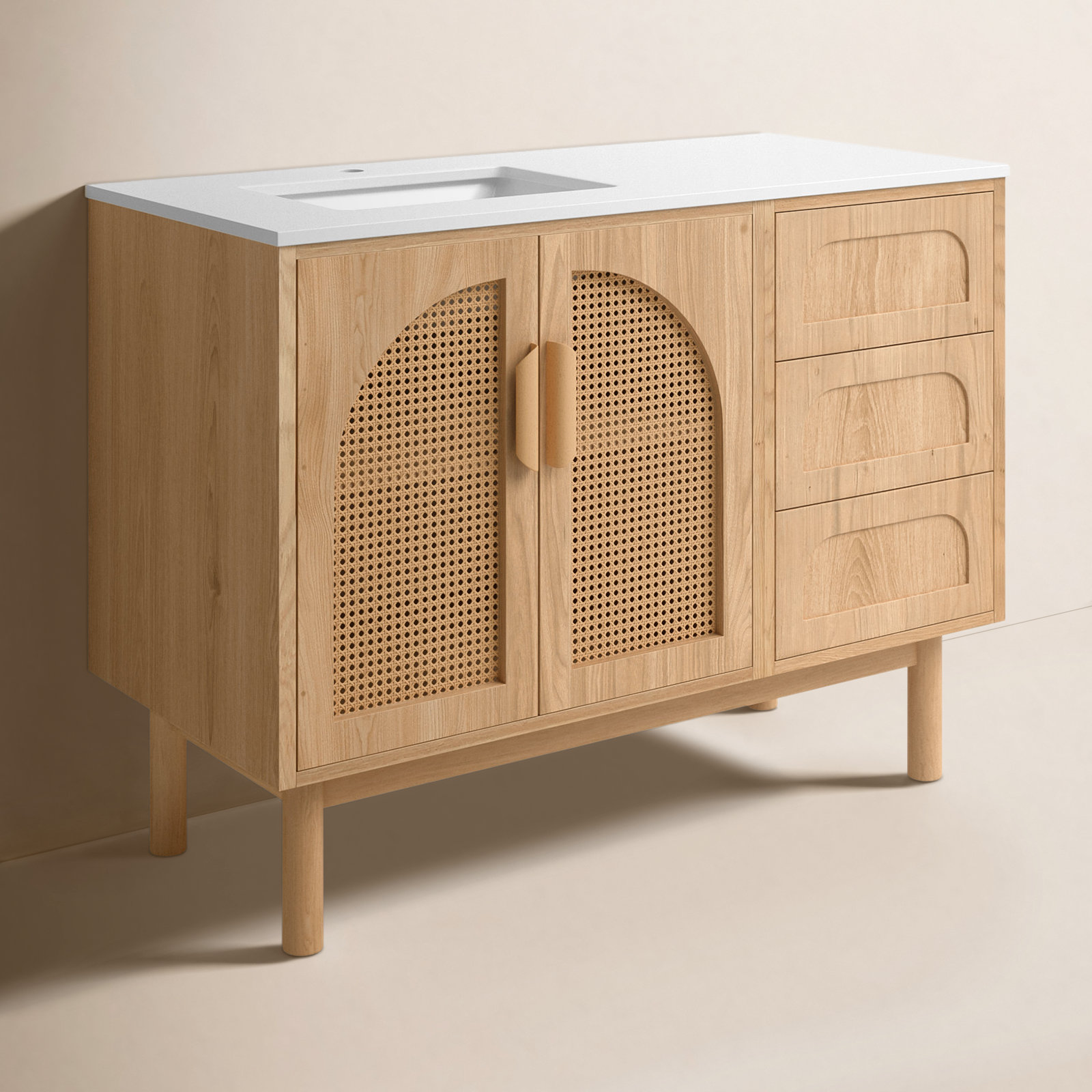 Emir 47" Cedar Single Bathroom Vanity, Pecan Oak