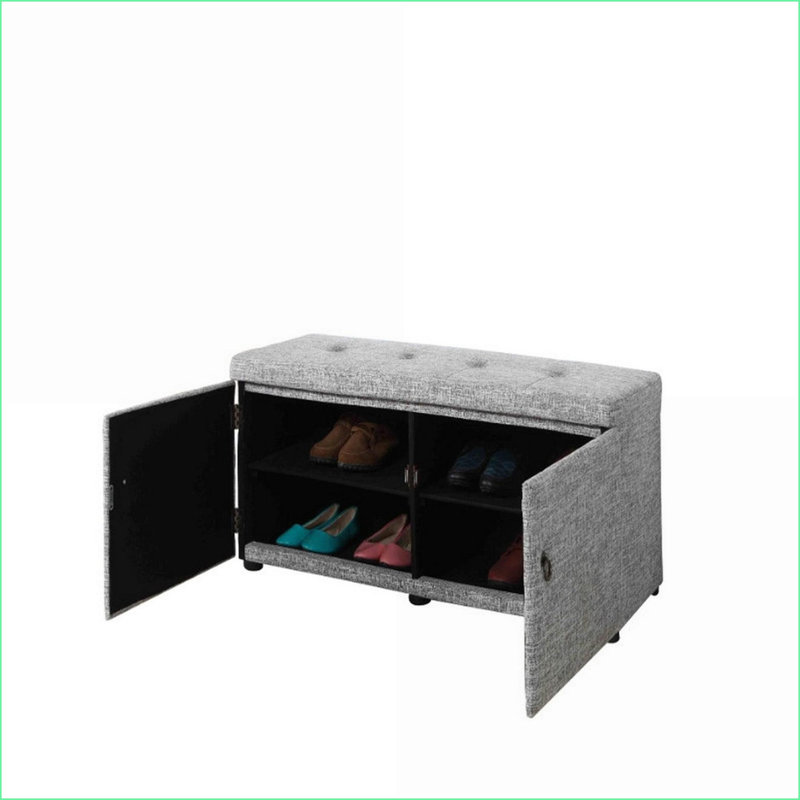 Repose-pieds avec rangement de 18 po de hauteur gris clair | Noir | Bois