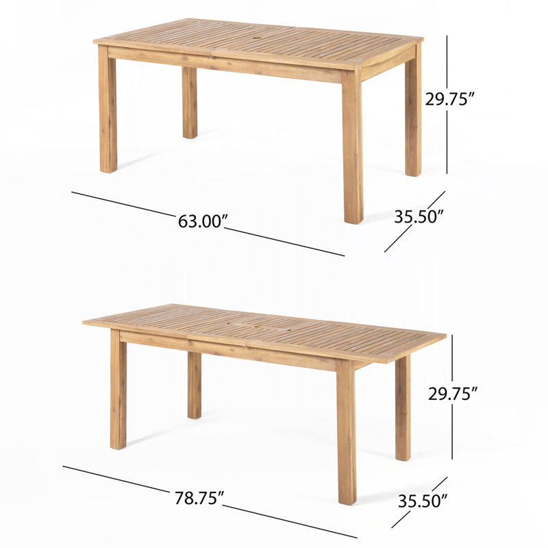 Rectangular Extendable Outdoor Dining Table , 63 " W 35.5 " D, Dark Gray
