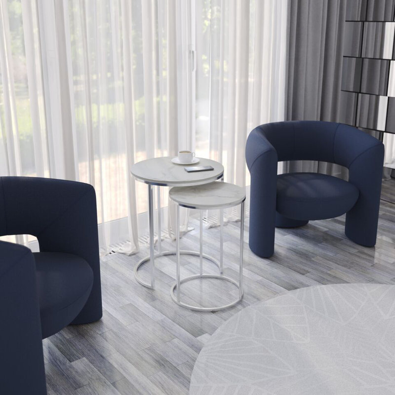 Shalyssa Solid Wood Coffee Table, White, Chrome