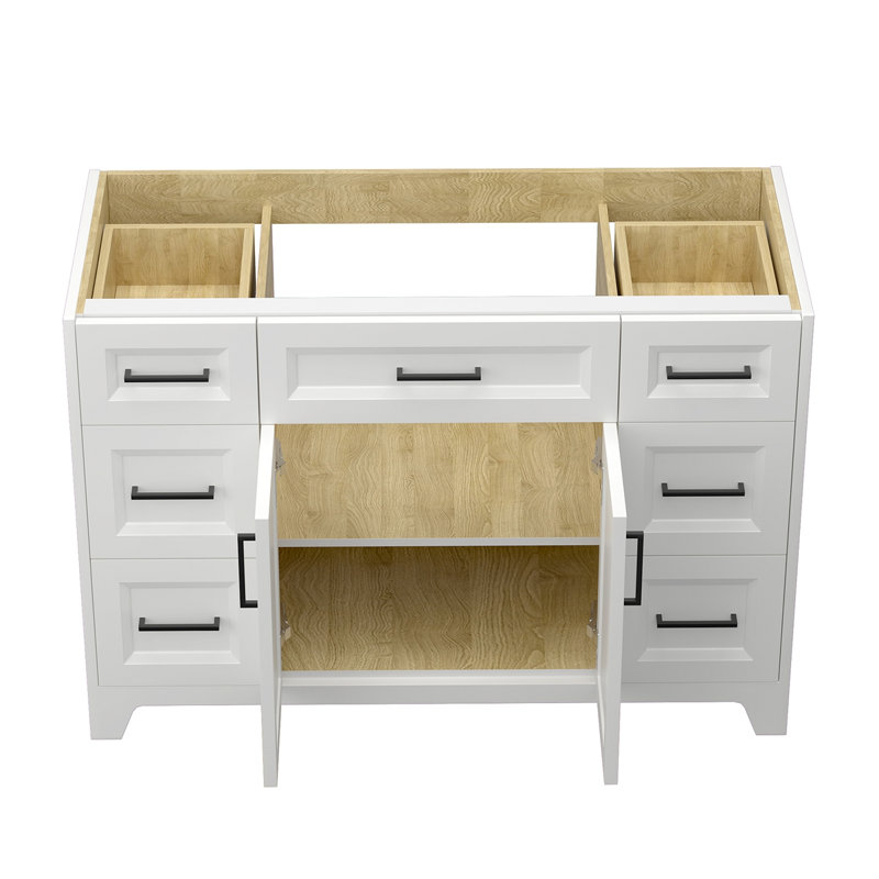 Meuble-lavabo en bois massif sans lavabo supérieur, Blanc