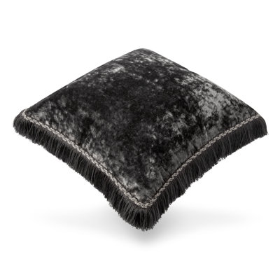 Charcoal Chic Embroidered Throw Pillow