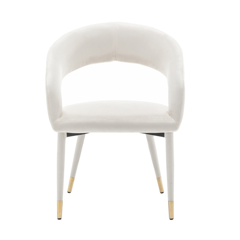 Sina 17.91'' H Velvet Upholstered Armchair, Cream