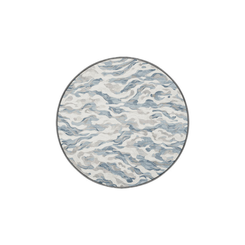 Tapis gris soyeux et moelleux, Rond 3 pi