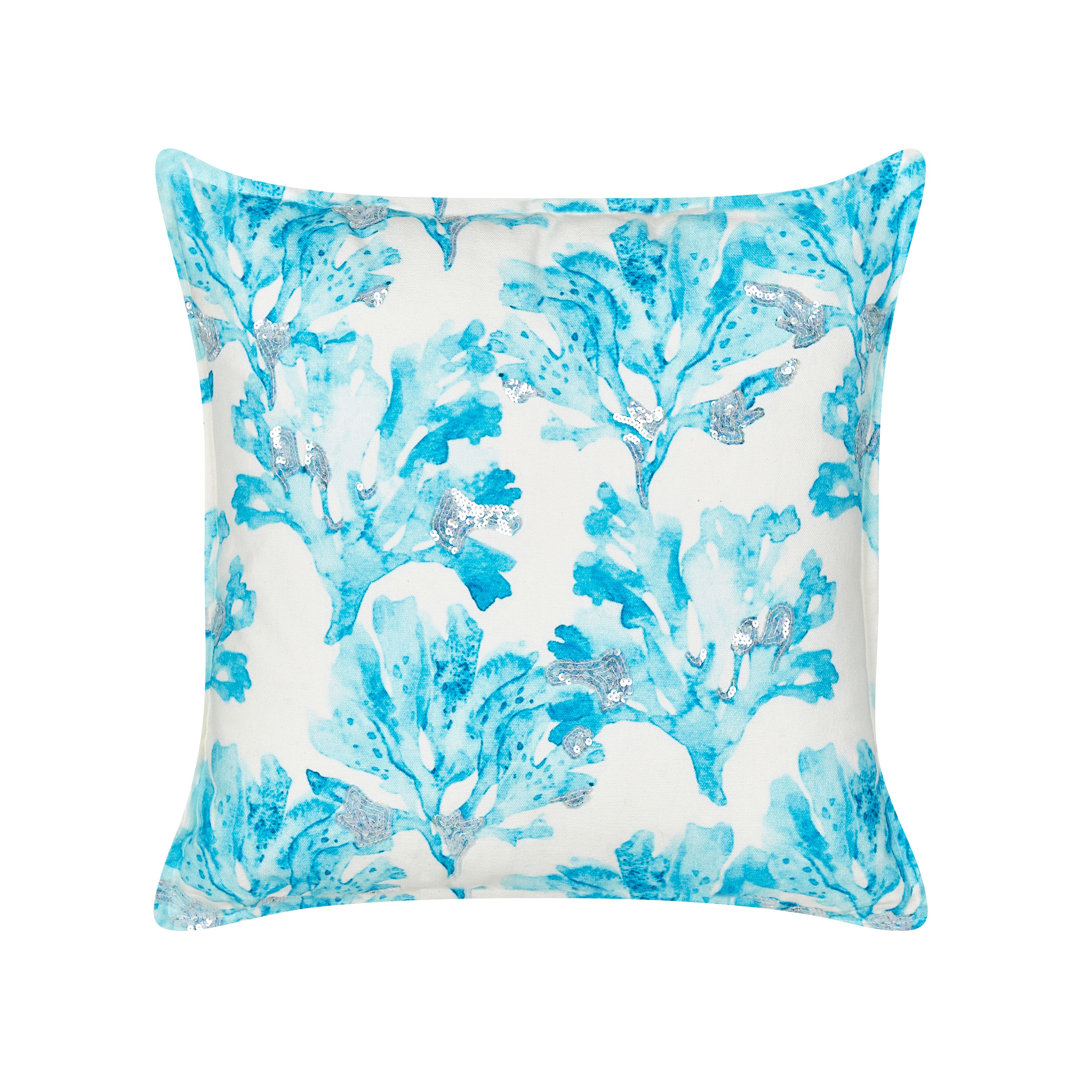 Cassidee Floral Blue Square Throw Cushion With Filling