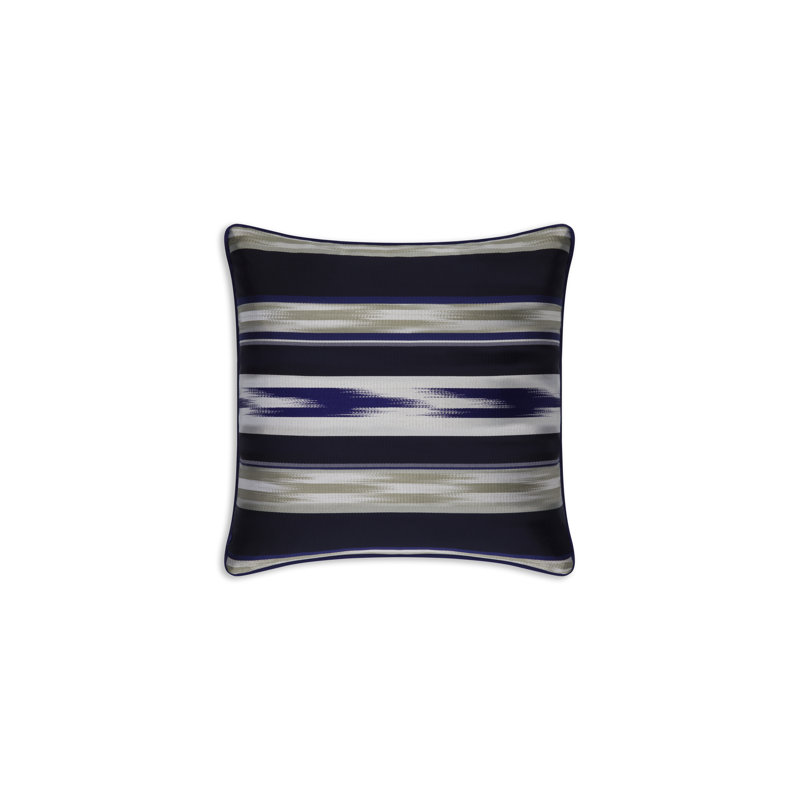 Kutnu Large Ikat Pattern Pillow, Deep Navy