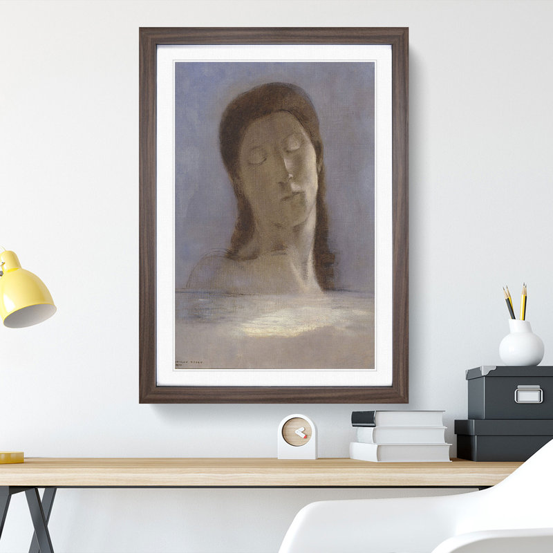 Closed Eyes by Odilon Redon - Picture Frame Painting, Walnut Framed, 65cm H x 48cm W x 2cm D
