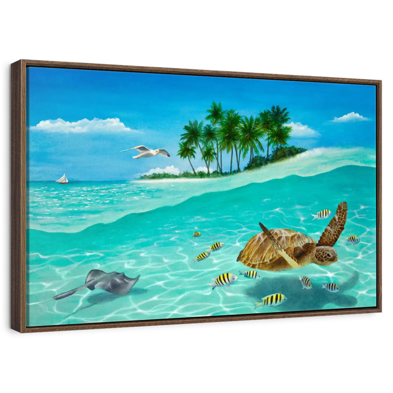 Breezin ', 37 po x 25 po, Cadre flottant noyer