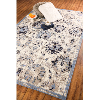 Tapis marocain gris clair / bleu clair