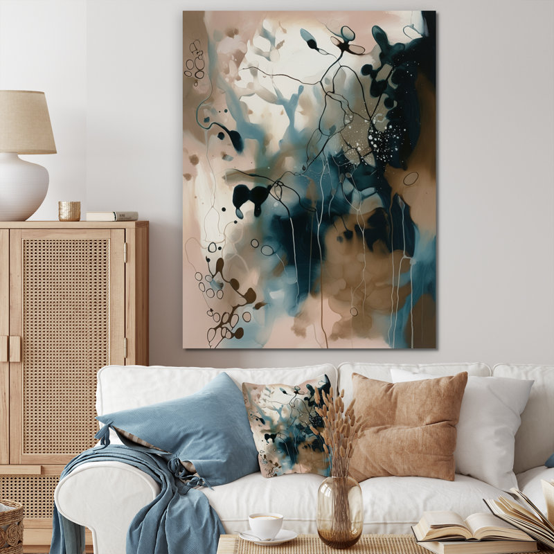 Blue Abstract Reflections II - Décoration murale abstraite, L 12 po x H 20 po, Toile tendue